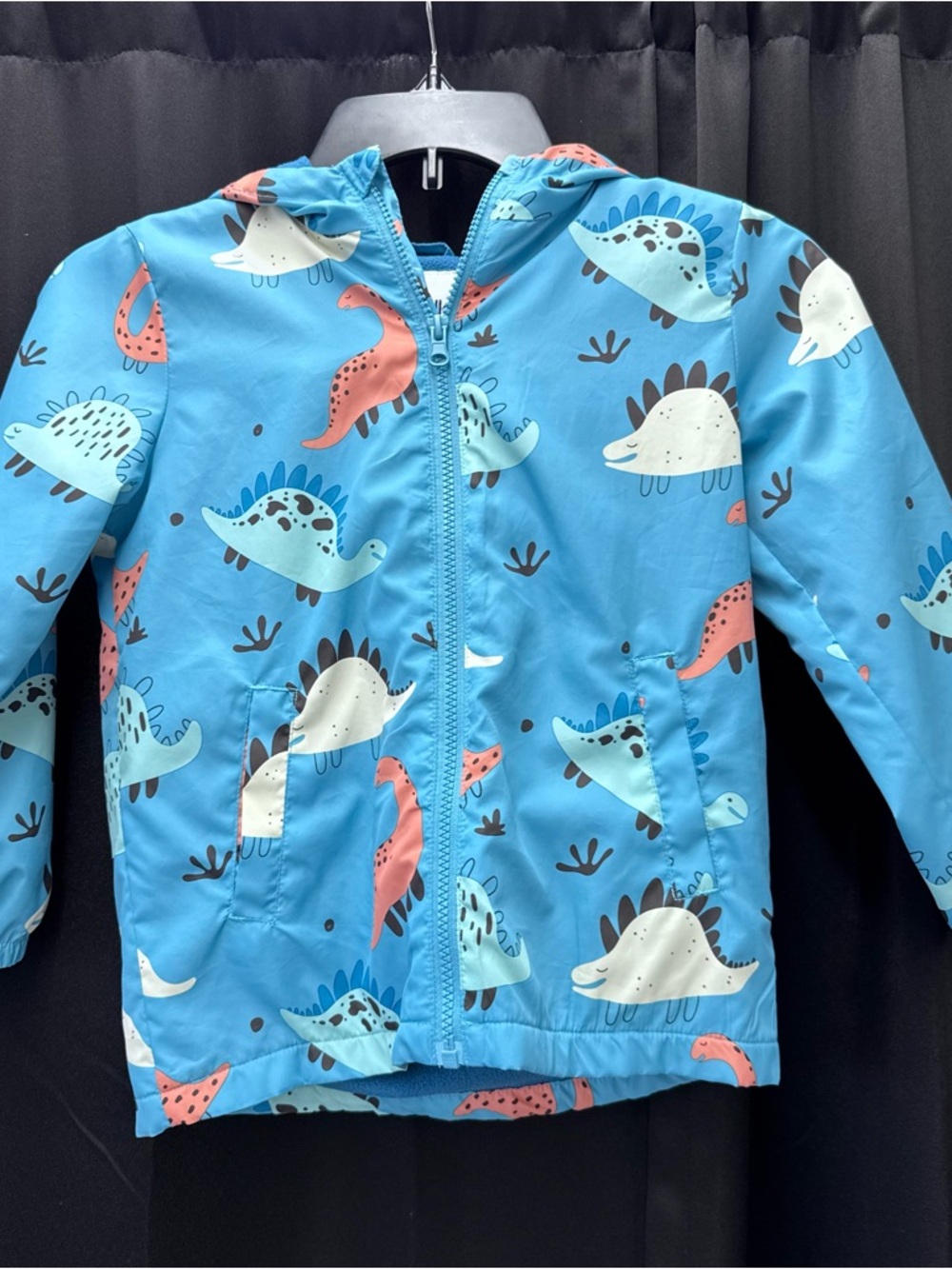 Rokka & Rolla Kids Blue Hooded Jacket with Dinosaur Accents
